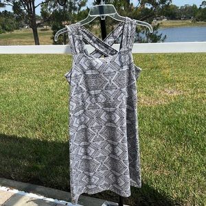 Aventura Shelf Bra 100% Organic Cotton Mini Dress Geometric Black White Size S